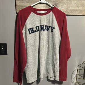 Y2K Vintage Old Navy Red and Gray Raglan Sweatshirt